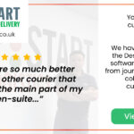 stop start is using descartes for collecting customer reviews, image is of a five star review a customer left