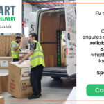 image of the stop start team loading up EV chargers carefully onto a stop start branded van